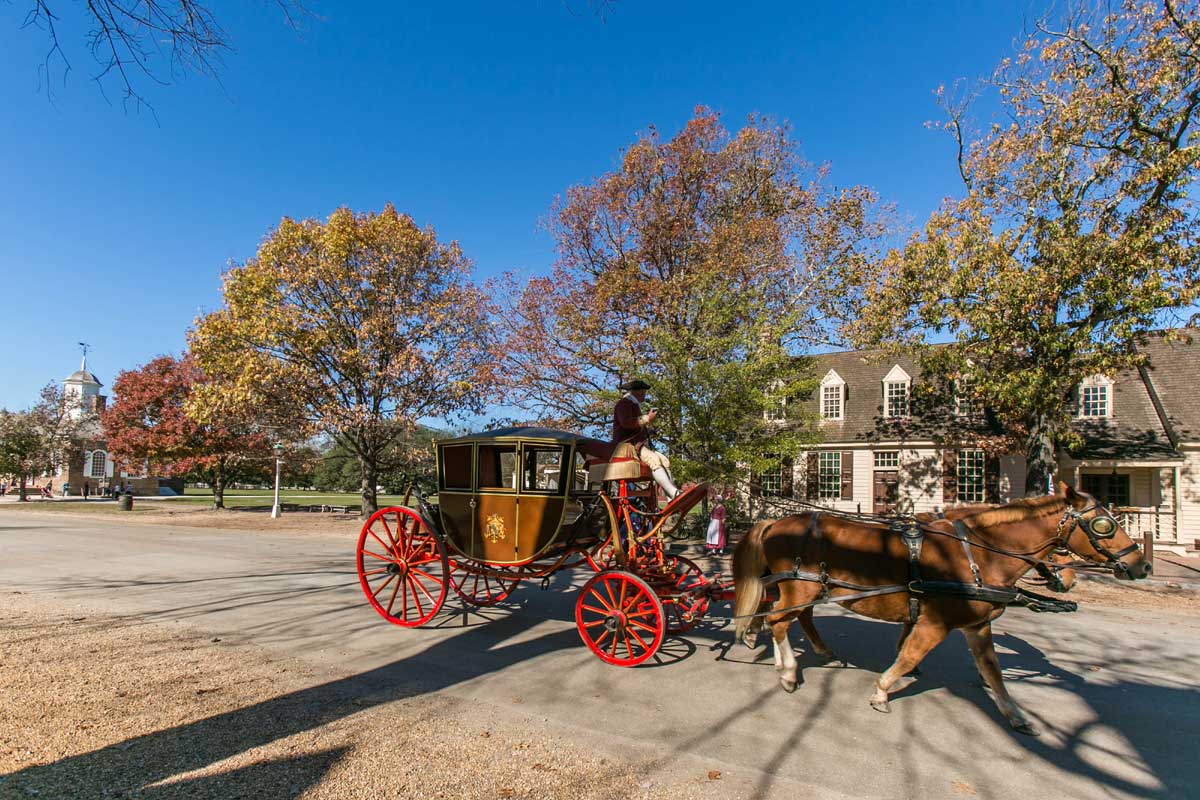 Horse drawn carriage in Williamsburg, VA