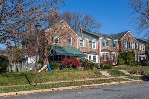 Residential townhome neighborhood in Towson, MD
