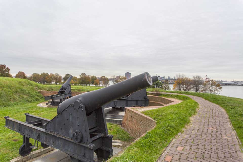 Cannons in Ft McHenry in Locust Point, Baltimore, MD