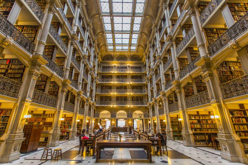 Library interior in Mount Vernon, Baltimore, MD