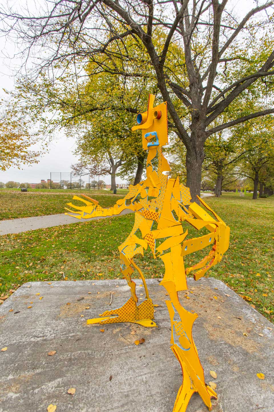 Yellow sculpture in Patterson Park, Baltimore, MD