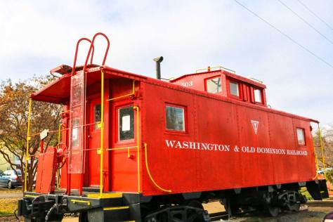 Historic W&OD red train car in Vienna, VA