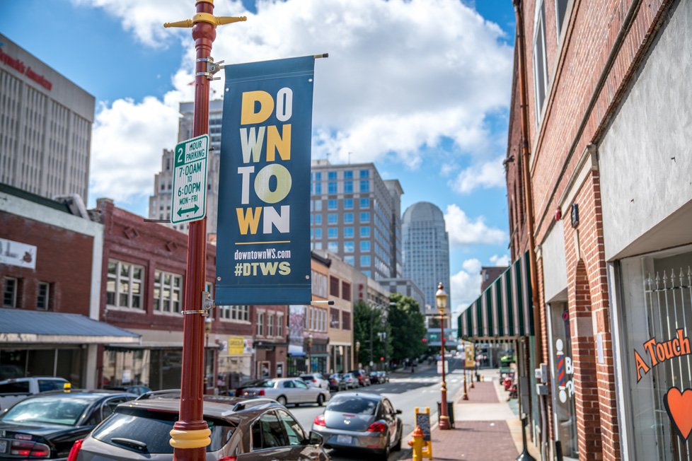 downtown sign in winston salem nc