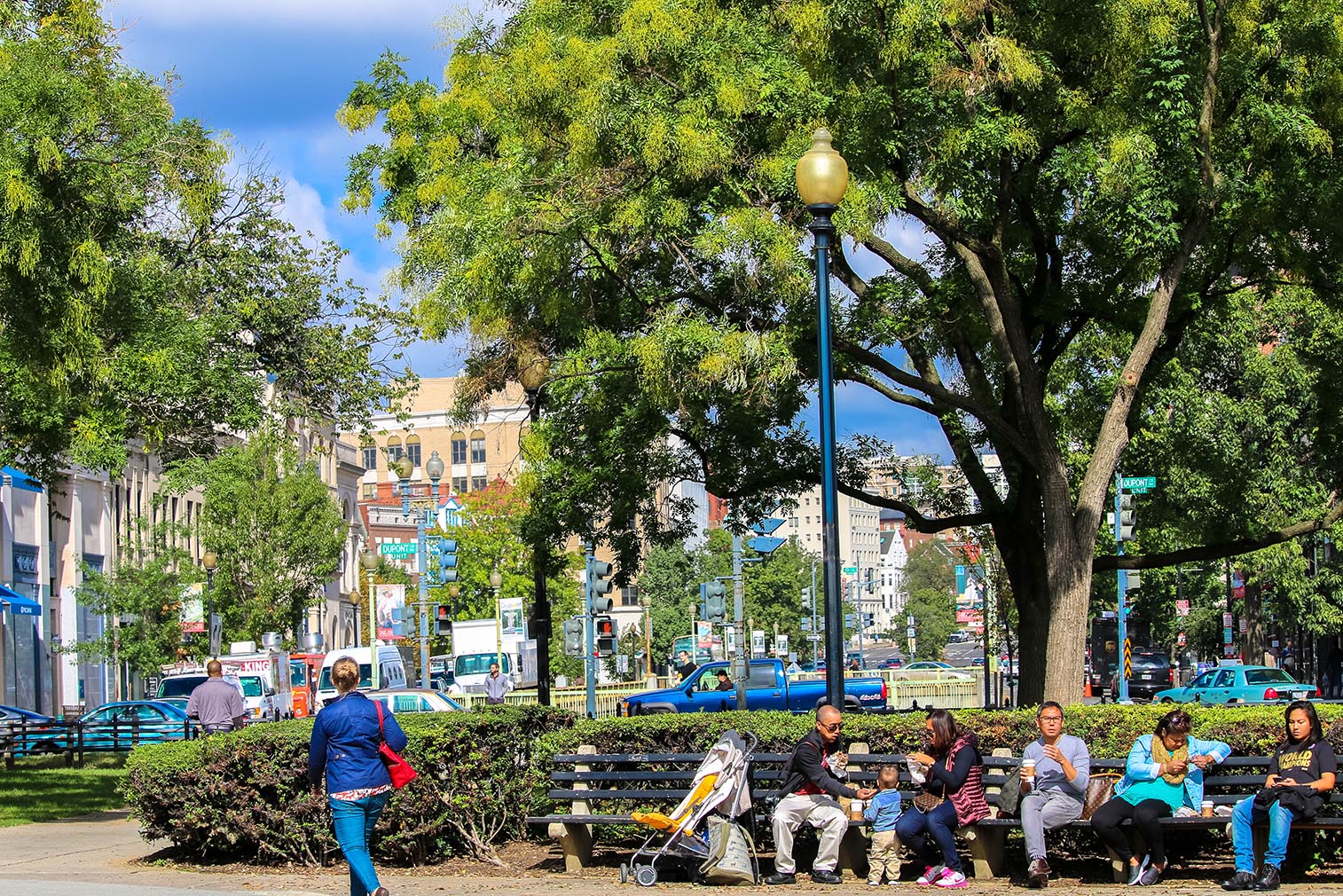 People sitting in Dupont Circle, Washington, D.C.